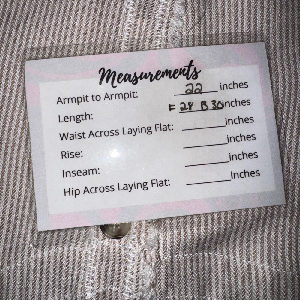 Wishlist Apparel Taupe Stripe Frayed Button Down Shirt WL22-7145 S/M NWT - Picture 4 of 9